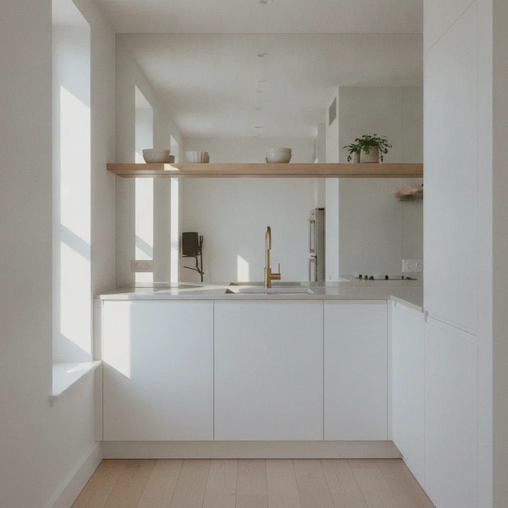 Crédence effet miroir : agrandir une cuisine étroite